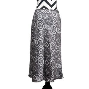Fairy Grunge Y2K Boho Mandala 100% Silk Midi Skirt Sz 10